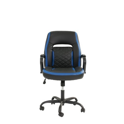 GlasFlength Task and Office Chairs Modern Faux Leather Swivel Chair with Adjustable Height Simple Design for Home Office, Black, 26"*11"*21"