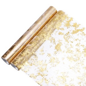 Unique Bargains Birthday Party Polyester Flexible Cutting Metallic Foil Thin Mesh Table Runner 2 Pcs - 1 of 3