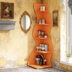 SEVOBAL Decorative Bookshelf 5-Tier Wall Corner Bookshelf Corner Shelf Storage Rack Plant Stand, Orange, 19.69"*18.9"*70.47" - 1 of 4