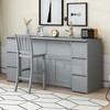 Full/Twin Size Wooden Murphy Bed Wall Bed with Drawers, Cabinets, USB Ports, and Stool 4S -ModernLuxe - 2 of 4