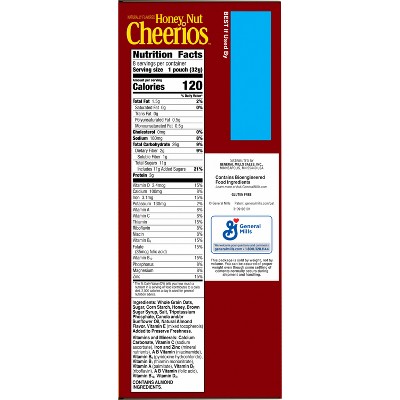 Cheerios Gluten Free Honey Nut Breakfast Cereal Pouches - 8ct
