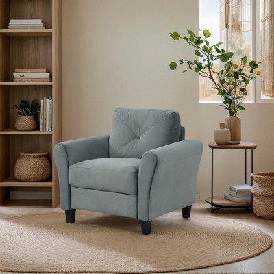 INFURNIC Sofas Comfortable Sectional Couch Velvet Upholstery Modular Design Premium Sponge Filling for Living Room, Grey, 32.2"*29.1"*34.4"