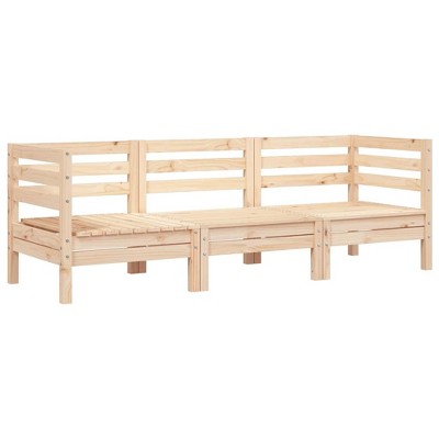 vidaXL Garden Sofa Natural Wood Solid Pine Wood 3-seater Modular