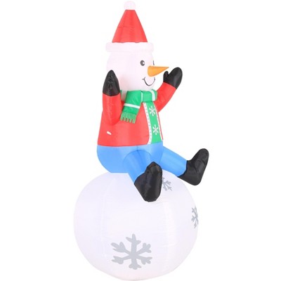 Occasions 5' INFLATABLE SNOWMAN ON SWIRLING LIGHTS SNOWBALL,  Tall, Multicolored