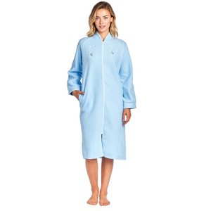 Casual Nights Women's Zip Up Front Long Fleece Robe House Dress - 1 of 4