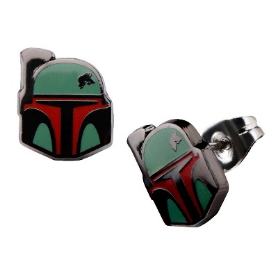 Women's Star Wars Boba Fett Stainless Steel Enamel Stud Earrings