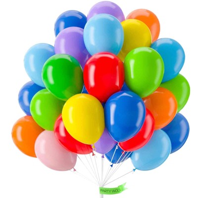 PartyWoo Balloons Assorted Colors Rainbow Multicolor 12 Inch 50 pcs
