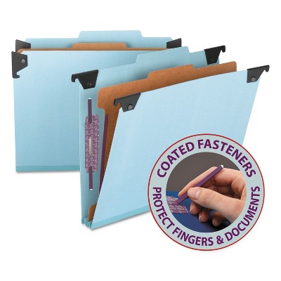 Smead Four Section Hanging Classification Folder Pressboard/Kraft Letter Blue 65105