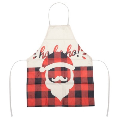Unique Bargains Christmas Aprons Linen Red Black Beige 21.65"x26.77" 1 Pcs