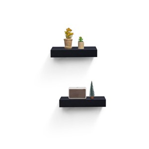 SEVOBAL Decorative Bookshelf Floating Shelves Wall Mounted Wood Shelf Hanging Bathroom Shelf Home Wall Decor Corner Shelf, Black, 14.96"*6.1"*1.57" - 1 of 4