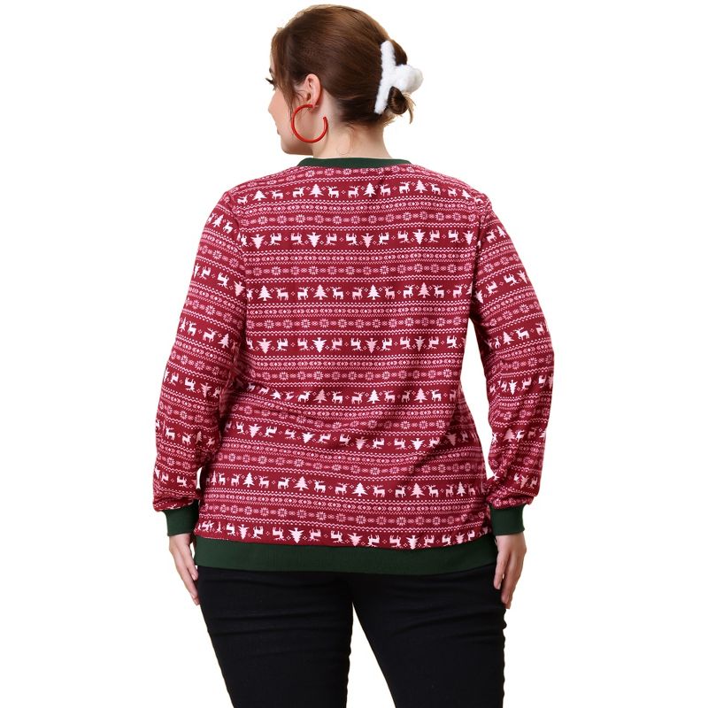 Agnes Orinda Women's Plus Size Contrast Color Long Sleeve Pullover Sweatshirts, 4 of 6