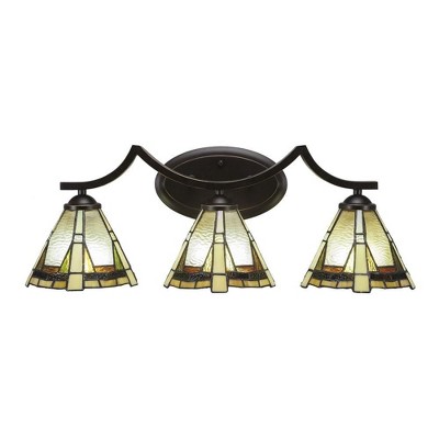 Toltec Lighting Zilo 3 - Light Vanity in  Dark Granite with 7" Zion Art Glass Shade