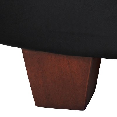 Winston Large Round Tufted Storage Ottoman in Faux Leather Black