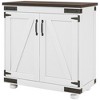 HOMCOM Kitchen Sideboard, Modern Buffet Cabinet with Barn Door and Adjustable Shelf, Pantry Cabinet, Distressed White and Brown - image 4 of 4