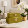 Decorative Jewelry Boxes for Home Decor - Keepsake and Decor Boxes Set - Velvet Home Organizer and Storage Boxes with Lid - Set of 2; 10" & 12" Olive - 2 of 4