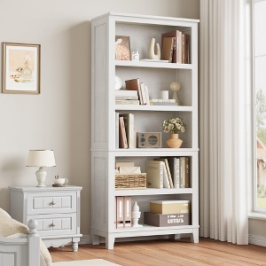 Wooden Bookcase 5 Tier Storage Bookshelf Farmhouse Bookshelves Rustic Vintage Etagere - 1 of 4