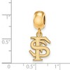 Black Bow Jewelry 14k Yellow Gold Plated Sterling Silver Florida State Seminoles NCAA Bead Charm - 2 of 3