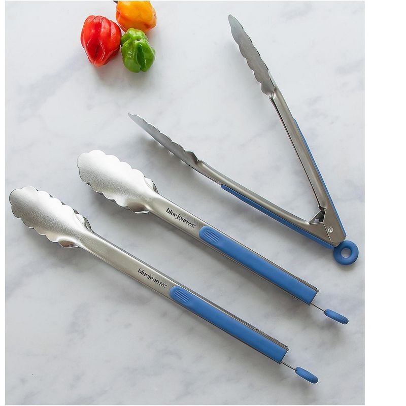 Blue Jean Chef 3-Pc Stainless Steel Tong Set with Soft Touch Handles, 2 of 3