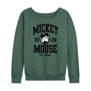 Women's - Disney - Mickey Mouse Collegiate The Classic Lightweight French Terry Wide Neck Long Sleeve Shirt - 1 of 4
