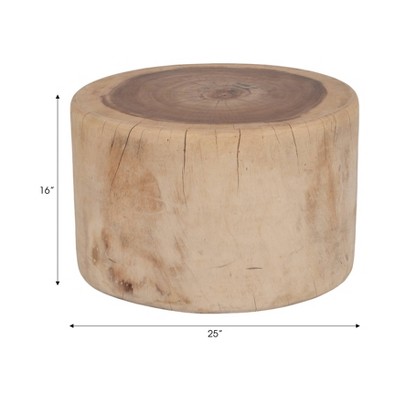 Natural Suar Wood Round Tree Stump Coffee Table 25"