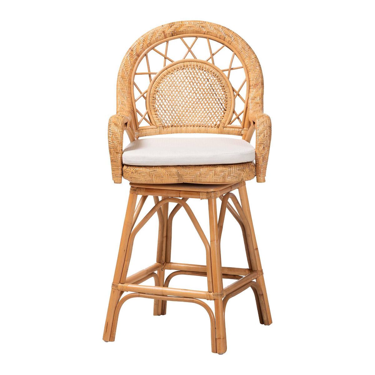 bali & pari Adam Natural Rattan Counter Stool with Cushion Light Honey - thumbnail 9