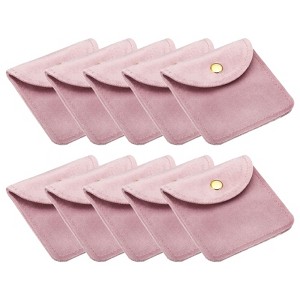 Unique Bargains Portable  Velvet Snap Button Soft Storage Jewelry Pouches 10 Pcs - 1 of 4