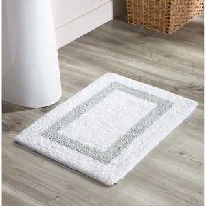 Hotel Bath Rug 100% Premium Cotton Tufted Weave Two Tone Reversible Bathroom Rug, Super Soft Absorbent, Machine Washable Bath Mat - 1 of 4