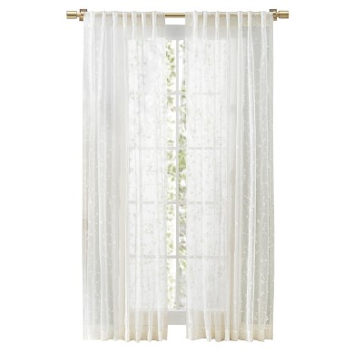 Ivory Embroidered Bloom Motif Room-Darkening Drape Panel