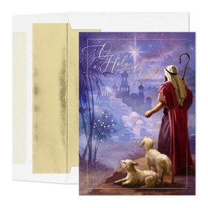 Masterpiece Studios Holiday Collection 16-Count Boxed Religious Christmas Cards with Foil-Lined Envelopes, 5.6" x 7.8", Night of Wonder (979400) - 1 of 1