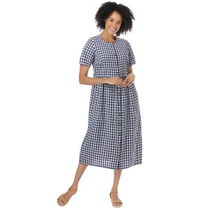 Woman Within Short-Sleeve Seersucker Dress - 1 of 4