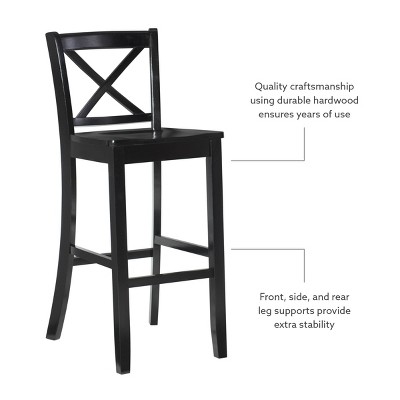 30" Black Mahogany X-Back Barstool