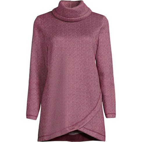 Lands' End Women's Sweater Fleece Tunic Cowl Neck Pullover - X-small - Rich  Burgundy Herringbone : Target