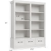 Tall Bookcase with 3 Drawers, Large Double Wide Open Shelf, Wood Storage Shelf for Office Library Living Room, White Finish - 2 of 4