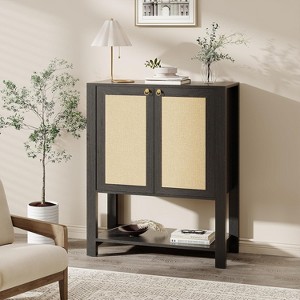 GustoWave 5-Tier Farmhouse Rattan Shoe Storage Cabinet for Entryway Foyer Hallway - 1 of 4