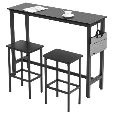 Finnhomy Bar Table Set, 52.7" Pub Table High Top Table, Rectangular Bar Height Table, Bar Table with Stools, Kitchen Table Set for 2