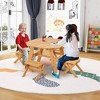 Costway Kids Wooden Table Set with Octagon Table 4 Stools & Removable Adjustable Umbrella Grey/Natural - 4 of 4