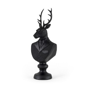 HomeRoots 23" Black Polyresin Suited Deer Bust Tabletop Sculpture - 1 of 4