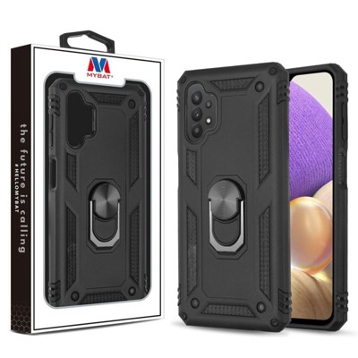 MyBat Anti-Drop Hybrid Protector Case (with Ring Stand) Compatible With Samsung Galaxy A32 5G - Black / Black