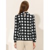 INSPIRE CHIC Women's Bow Tie Neck Keyhole Back Grid Checks Office Work Blouses - 4 of 4