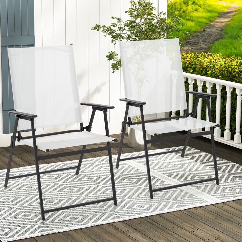 Tangkula Set of 4 Patio Portable Metal Folding Chairs Dining Chair Set White, 3 of 11