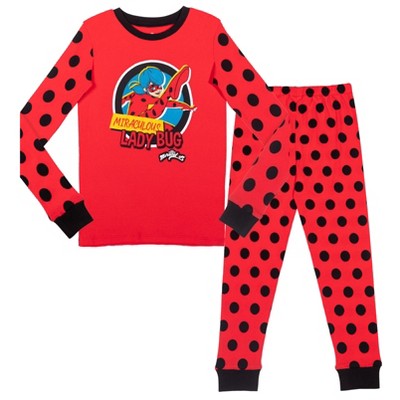 Miraculous Ladybug Little Girls Breathable Pullover Pajama Shirt & Pajama Pants Red 4-5