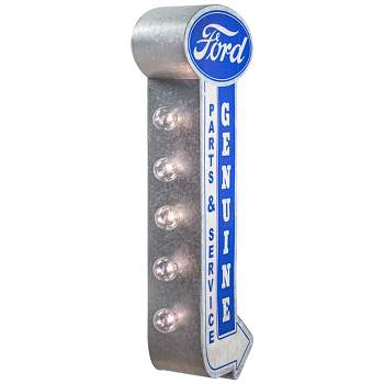 25" x 9" Officially Licensed Vintage Ford Parts and Services LED Marquee Sign Blue/Silver - American Art Decor