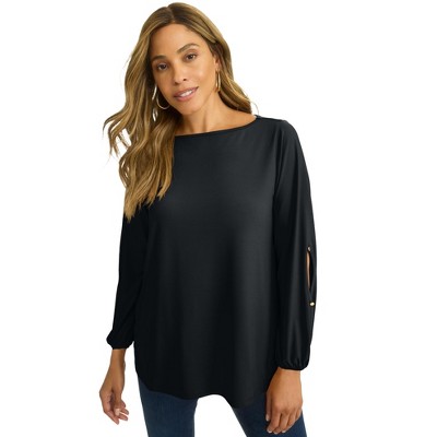 Jessica London Women's Plus Size Stretch Cutout Sleeve Top