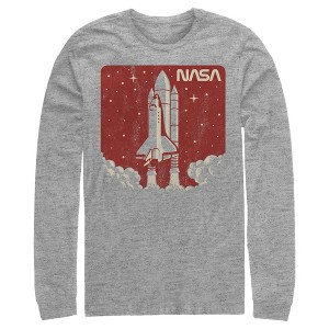 Men's NASA Red And Orange Hue Lift Off Sticker Logo T-Shirt - 1 of 4