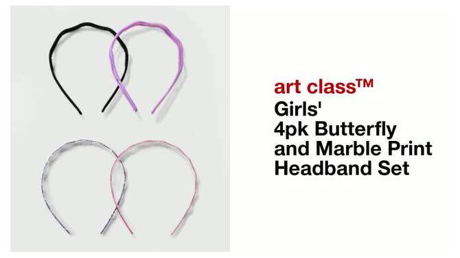 Girls&#39; 4pk Butterfly and Marble Print Headband Set - art class&#8482;, 2 of 5, play video