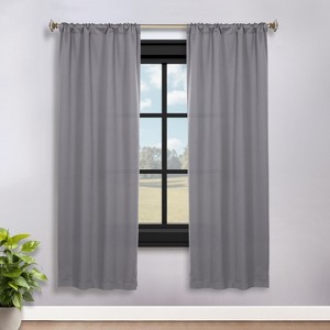 Classic Modern Solid Room Darkening Semi-Blackout Curtains, Rod Pocket, Set of 2 by Blue Nile Mills - 1 of 4