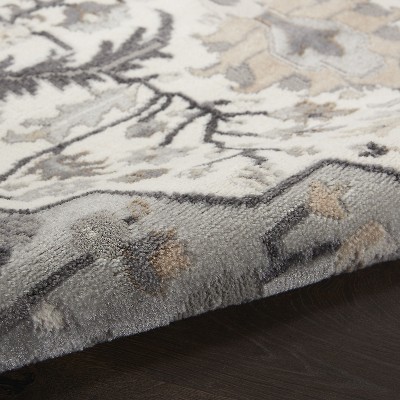 Ivory Grey Floral Medallion 5'3" x 7'3" Synthetic Area Rug