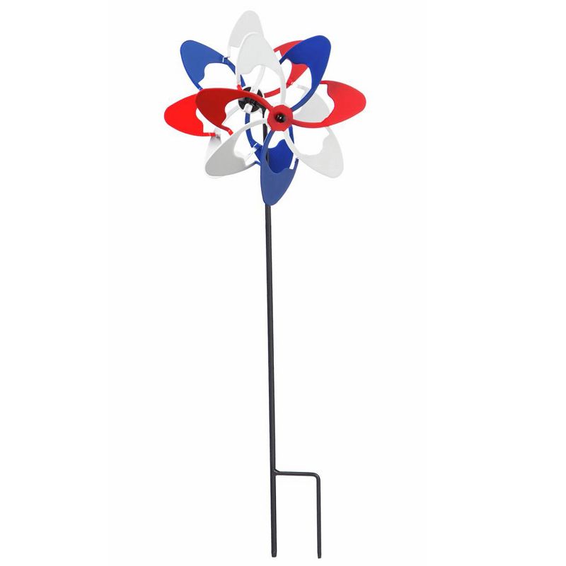 Evergreen Red & Blue Wave Americana Mini Kinetic Windmill, 1 of 3