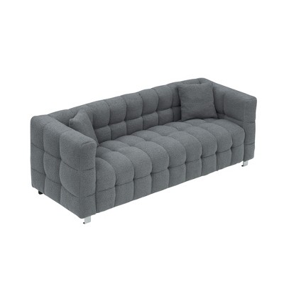 MYINDA Cloud Sofa, Mid-Century 3 Seater Combo Sofa, Comfortable Upholstered Sofa for Living Room Bedroom Office,Dark Gray