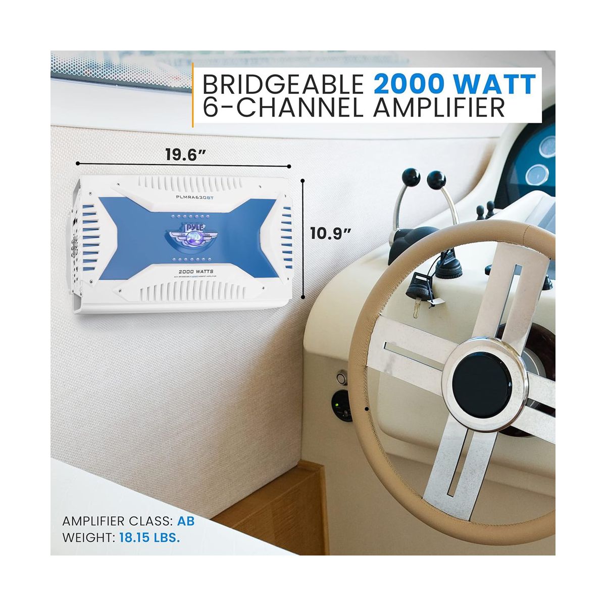 6-Channel Marine Amplifier for Bluetooth Streaming with Waterproof Design, Dual Speakers, All Devices Compatible - thumbnail 5